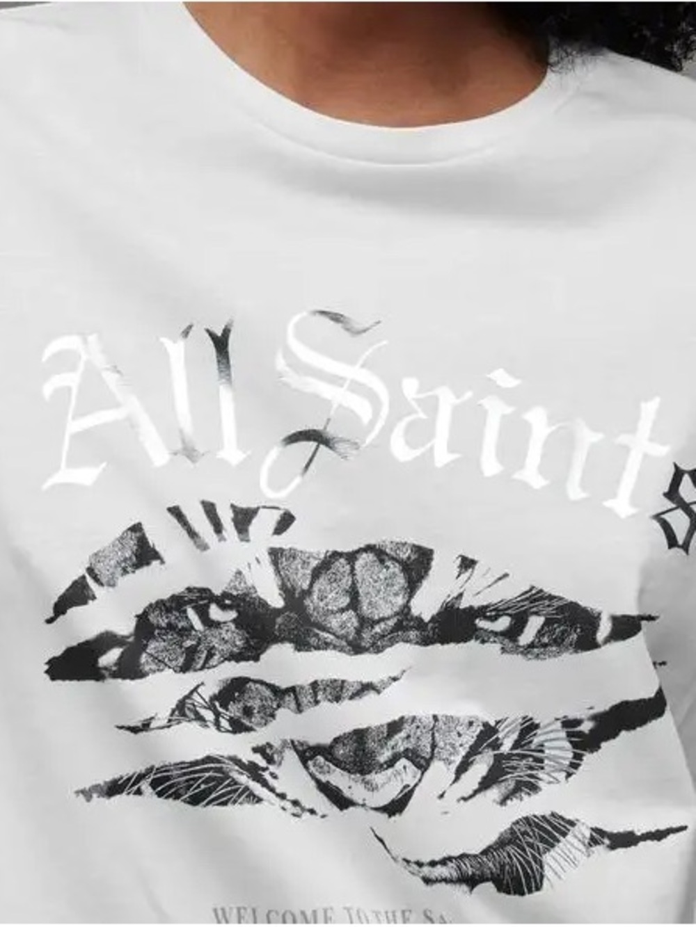 AllSaints Grace Ally Relaxed Fit T-Shirt with Tiger Graphic Logo. Sz l - NWT